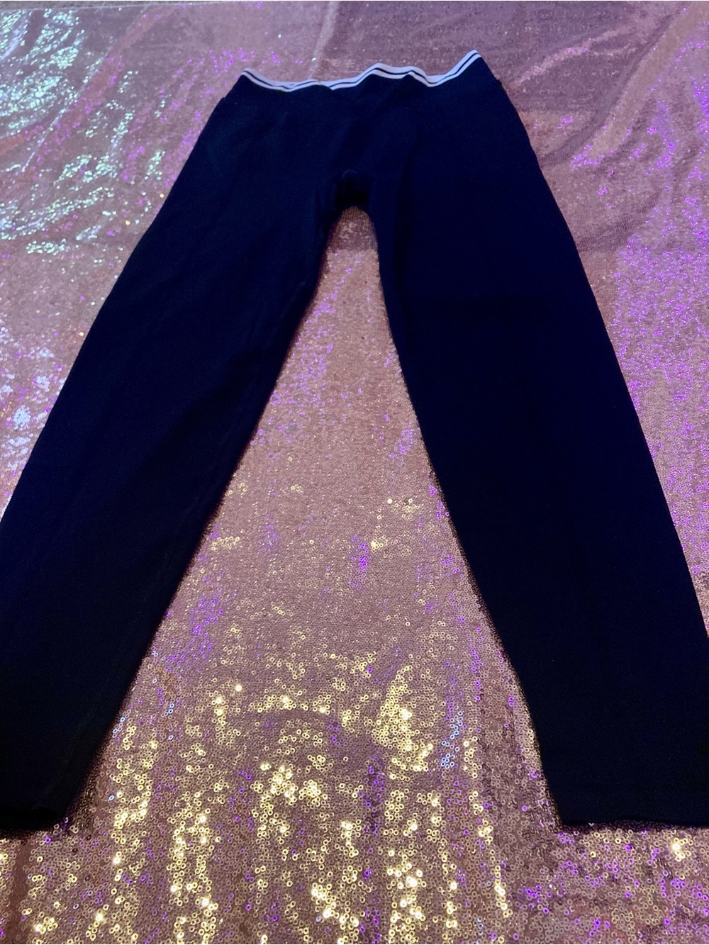 PINK Victoria's Secret Black Leggings with White-Trim Waist